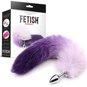 Fetish addict plug anal con cola púrpura y blanco talla s